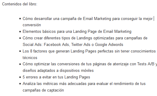 Contenidos Ebook Landing Page