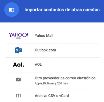Importar contactos Gmail