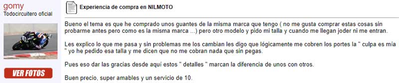 Experiencia de compra Nilmoto
