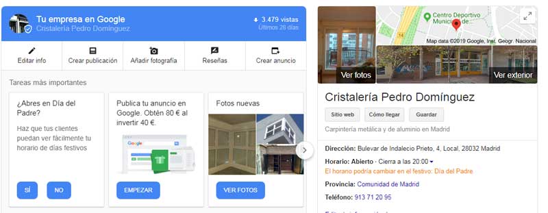 Resultados Búsqueda Google Business