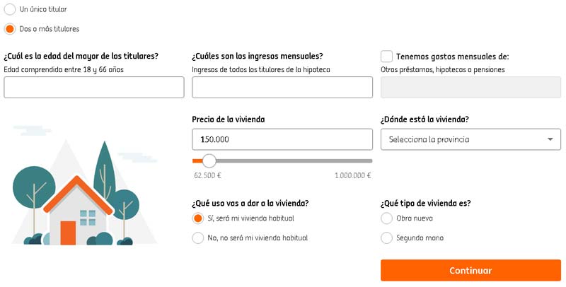 Simulador de hipotecas ING Direct
